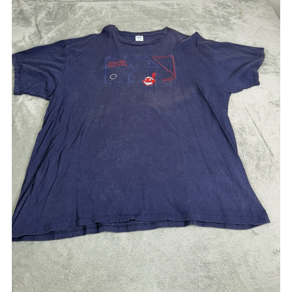 Vintage 90s Cleveland Indians MLB T Shirt Men's Size 2XL Blue